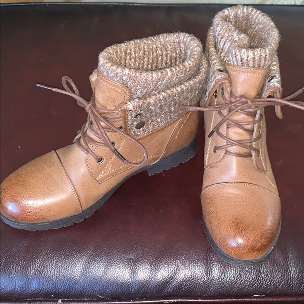 Jessica Cline Lace Up Sweater Combat Boots